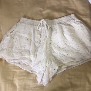 High rise flowy ivory shorts